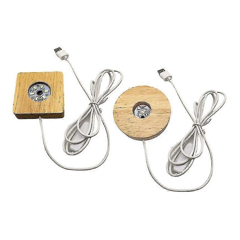 Led Lights Display Base 2pcs Wooden Lighted Base Stand For Lase R Crystal Glass