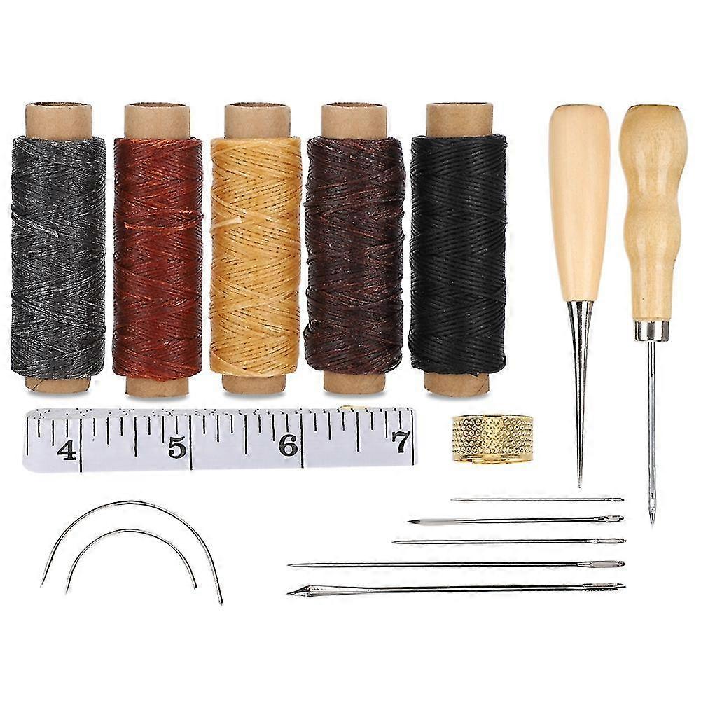 Leather Hand Sewing DIY Stitching Craft Tool Thimble Measuring Tape Awl Accessory Set
