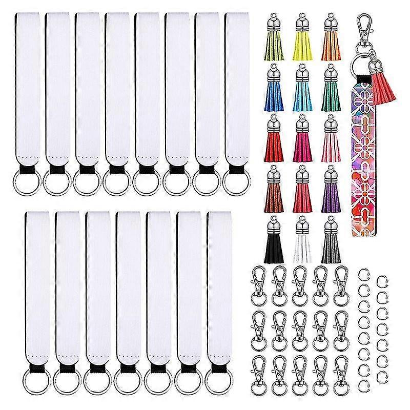 60 Pcs/set Dye Sublimation Blank Diving Material Wrist Strap Keychain Set