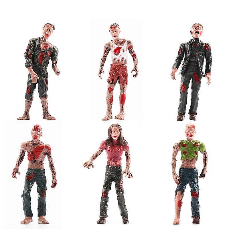 6pcs Poseable Zombie Doll Action Figures Plastic Multicolor 10*5cm