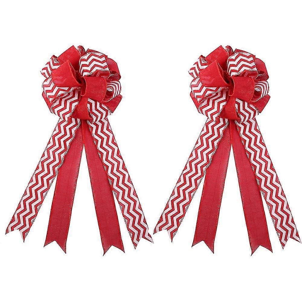 2 Packs Christmas Bow Red Topper Bow Decoration for Indoor Outdoor Christmas Party