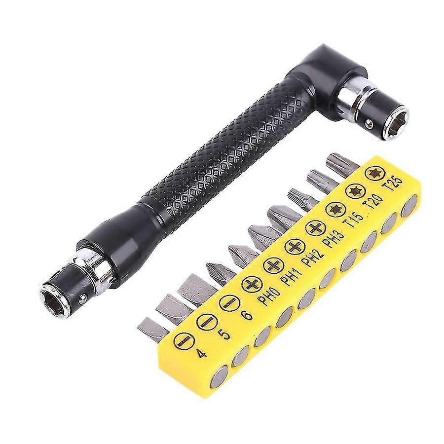 Hex Socket Wrench 1/4inch L Shaped Socket Wrench Set With 10pcs Various Angled Screwdriver Bits Han