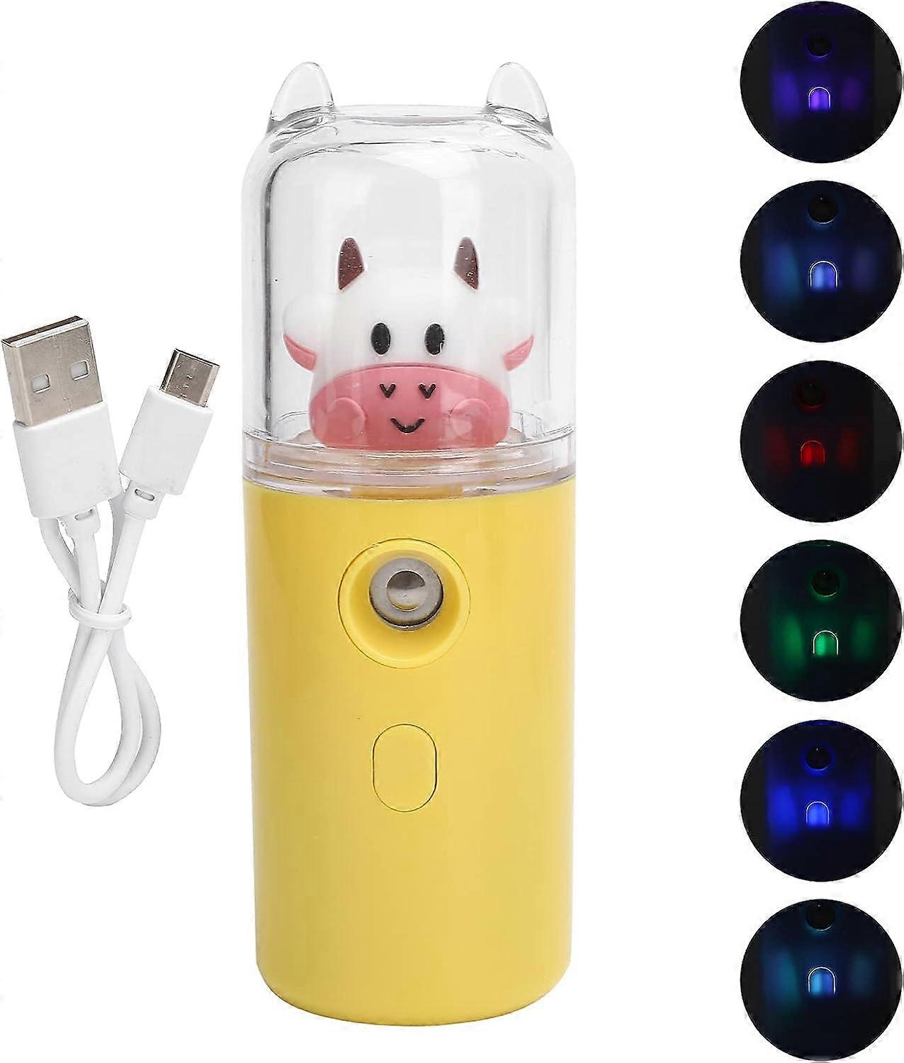 Nano Ionic Facial Steamer - Portable Home Mini Facial Steamer, mignon vache jaune main CHAUD