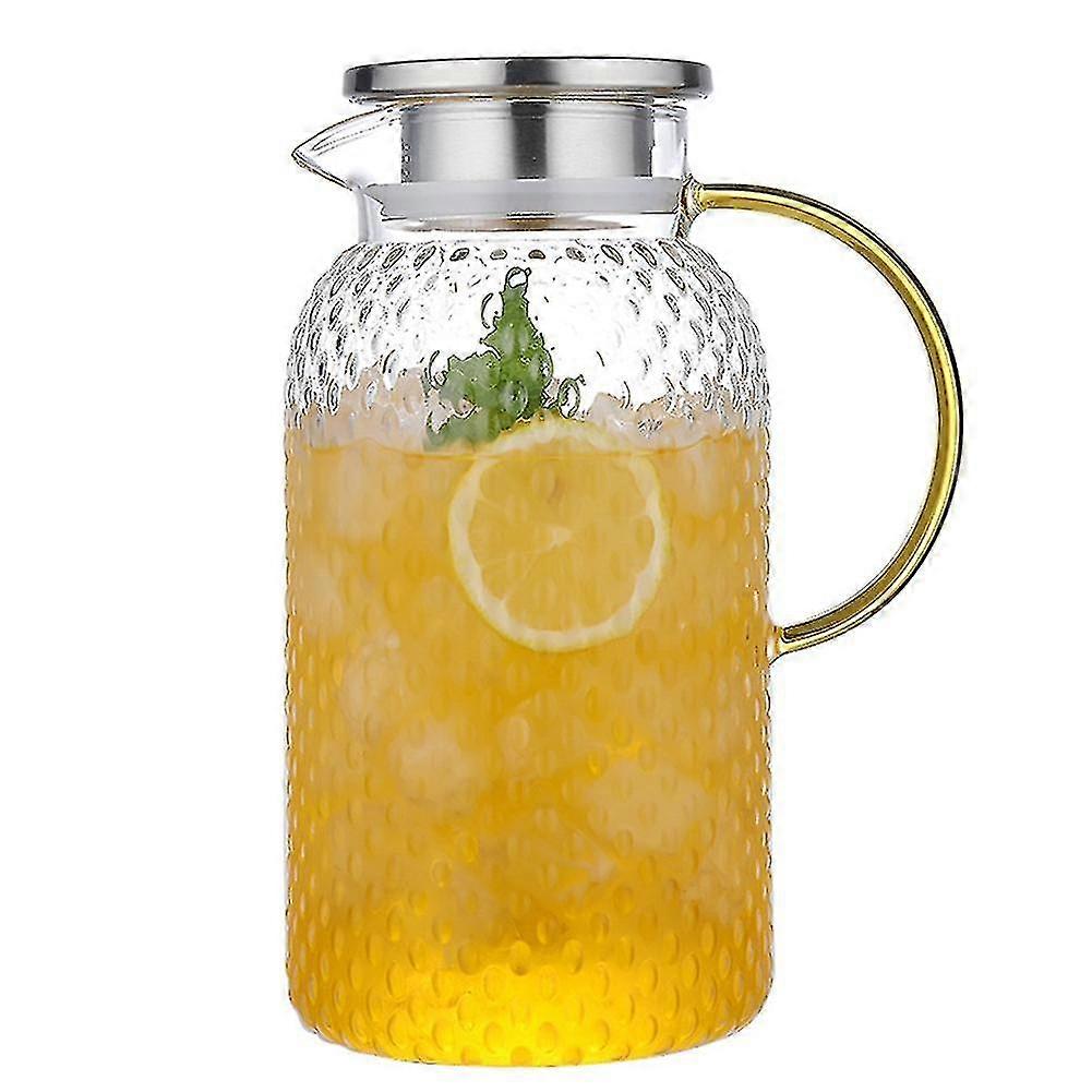 1.9l glass jug, water jug compatible with fridge, jug with lid, compatible with cold or hot