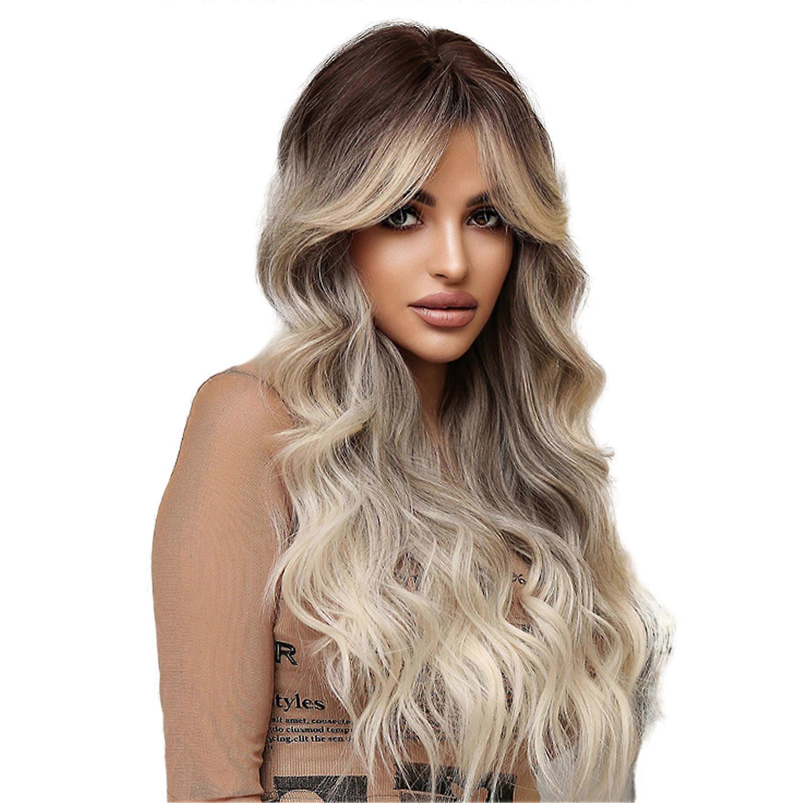 Full Bangs/Middle Parted Bangs Big Wavy Long Curly Wig Stylish Simple Style Wig Props for Wedding Birthday