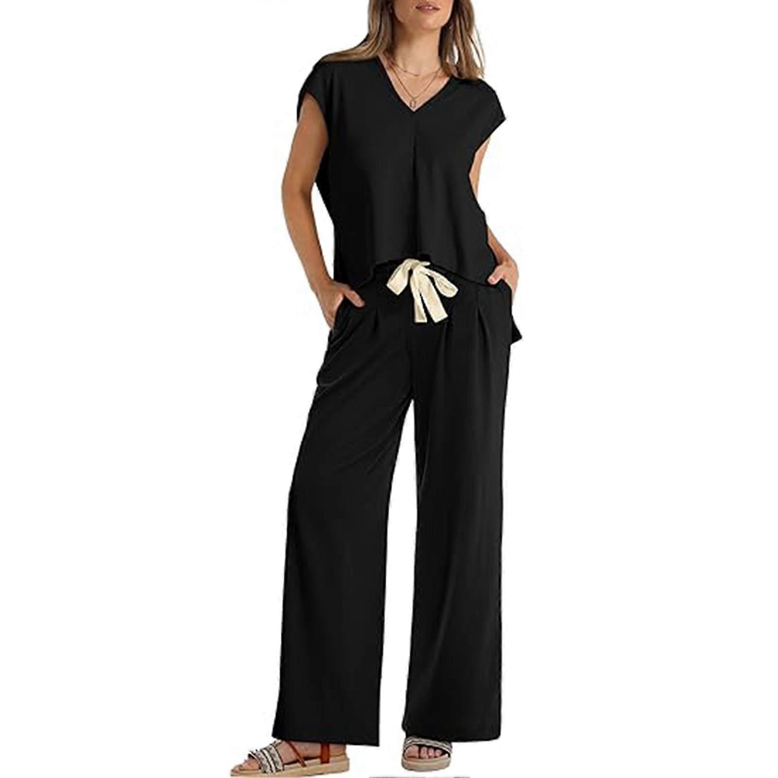 Femmes Couleur unie à capuche haut pantalon à jambe large Vêtements de loisirs confortables et doux pour la peau pour les femmes à porter quotidiennement