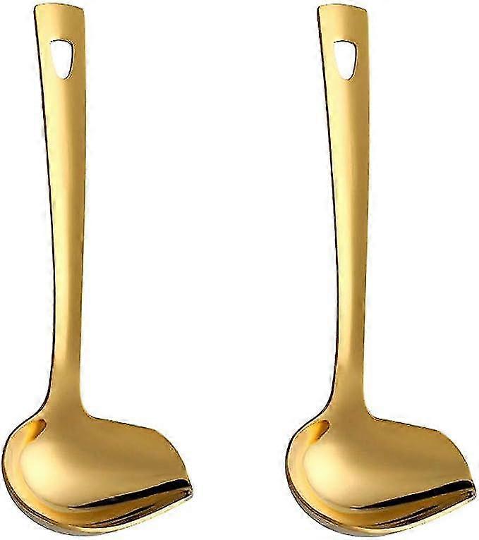 2pcs Large Soup Spoon Serving Spoon With Hole For Hanging