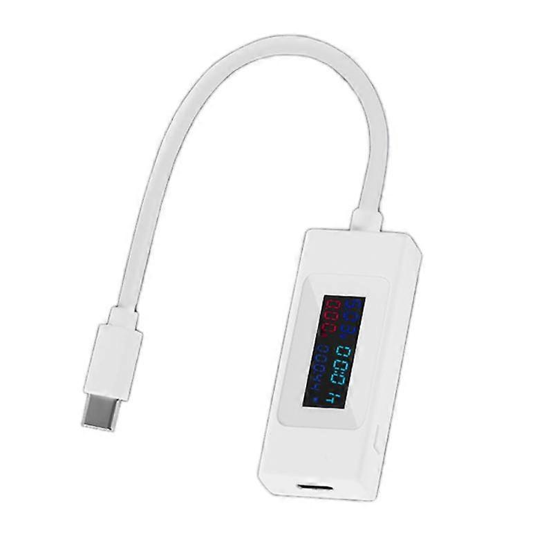 Type-C Voltage Current Tester Digital Display Voltage and Current Meter Measurement White
