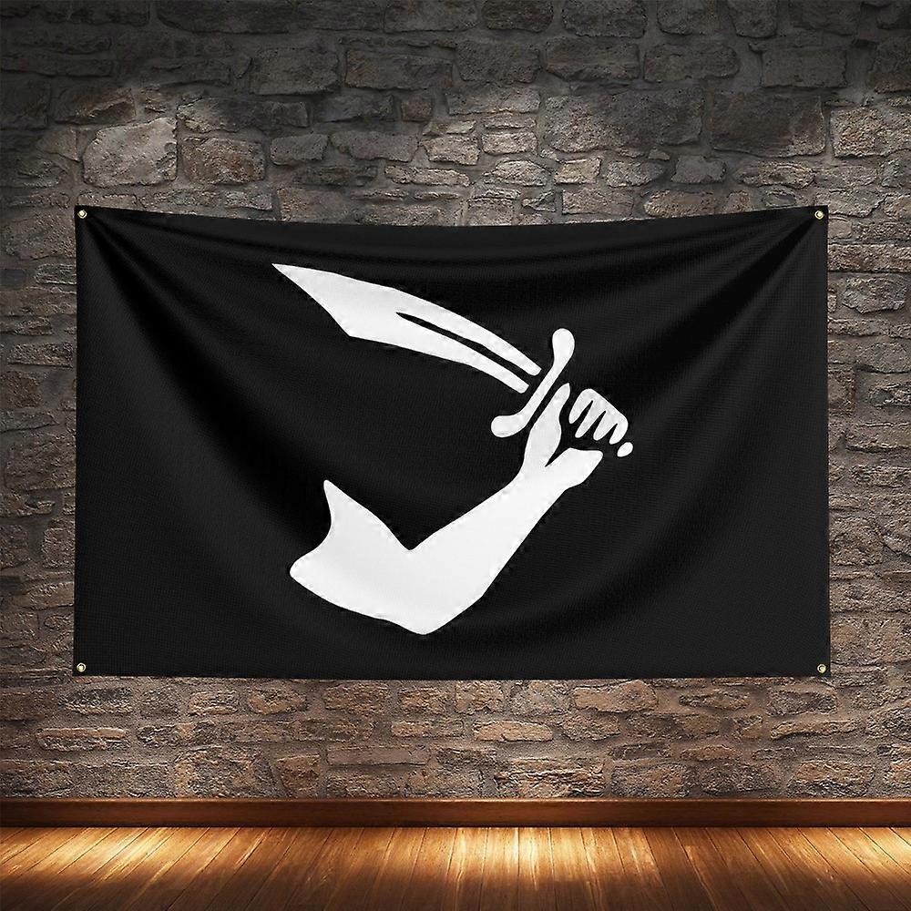 Blackbeard Edward Teach Flag Polyester Digital Printing Banner For Decoration