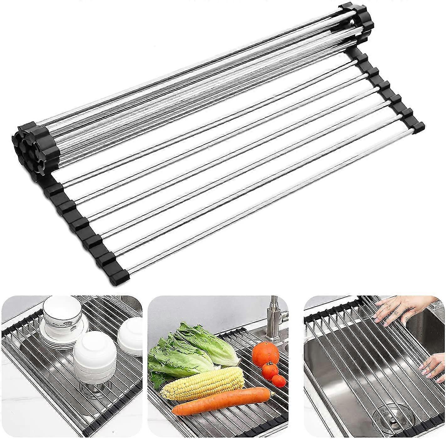 Roll-up Dish Drying Rack 17"x 13.5" - Foldable Multipurpose Heat Resis