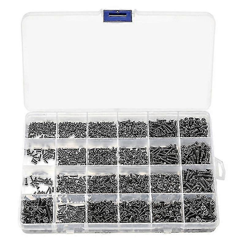 720pcs Countersunk Flat Head Mini Screw Set M1.4 M1.7 M2 M2.5 M3 Carbon Steel Computer Notebook Lap (haoyi)-YUHAO