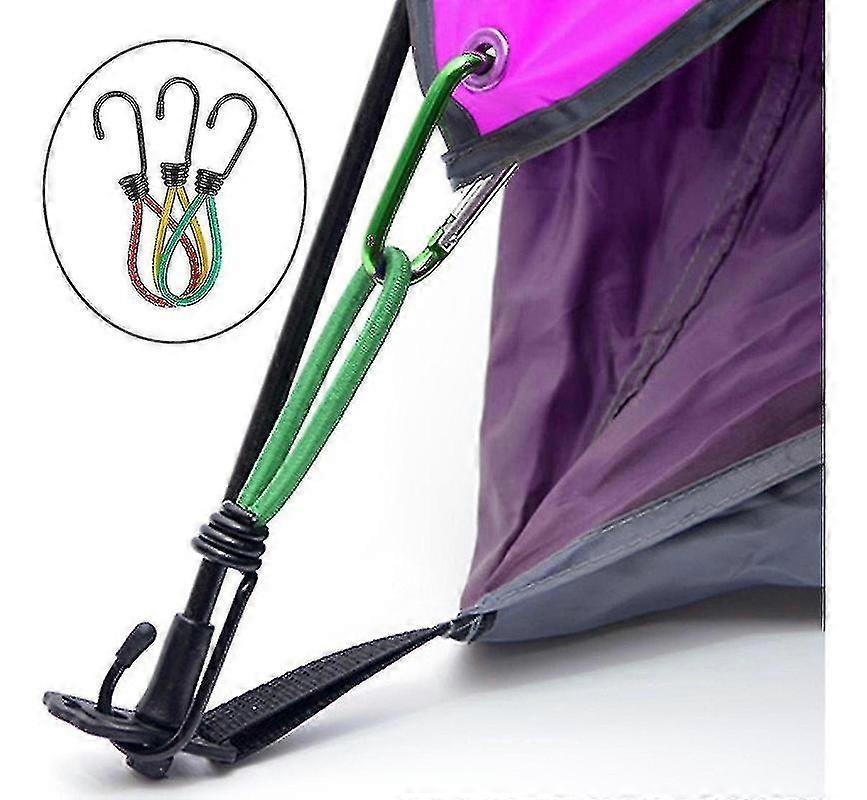 25Pcs Bungee Cords With Hooks - 20cm Elastic Ropes For Camping, Tarps, Tents & Canopy