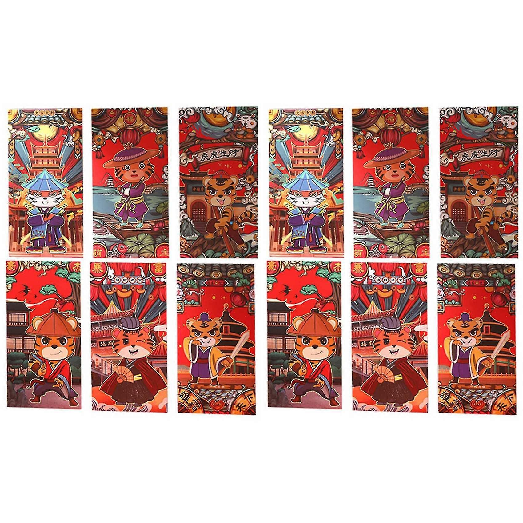 12 Pack Chinese Red Envelopes For Lunar New Year 2022 Year Of The Bao,lucky Money Packets For Sprin