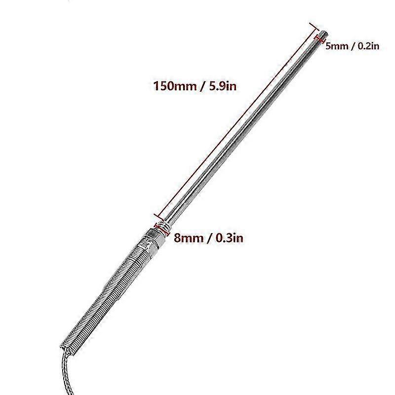 2x K Type Thermocouple 0-400 Celsius High Temperature Sensor Wire Cable M8 Thread 150mm Probe(3 Met