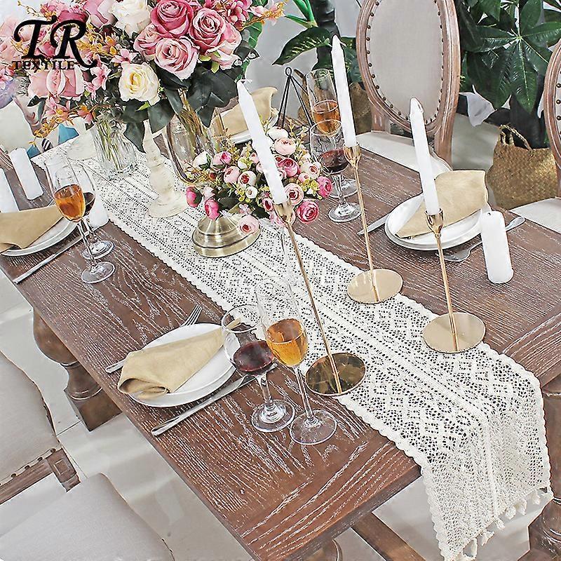 Lace  Tablecloth  Rectangular 24*180CM White