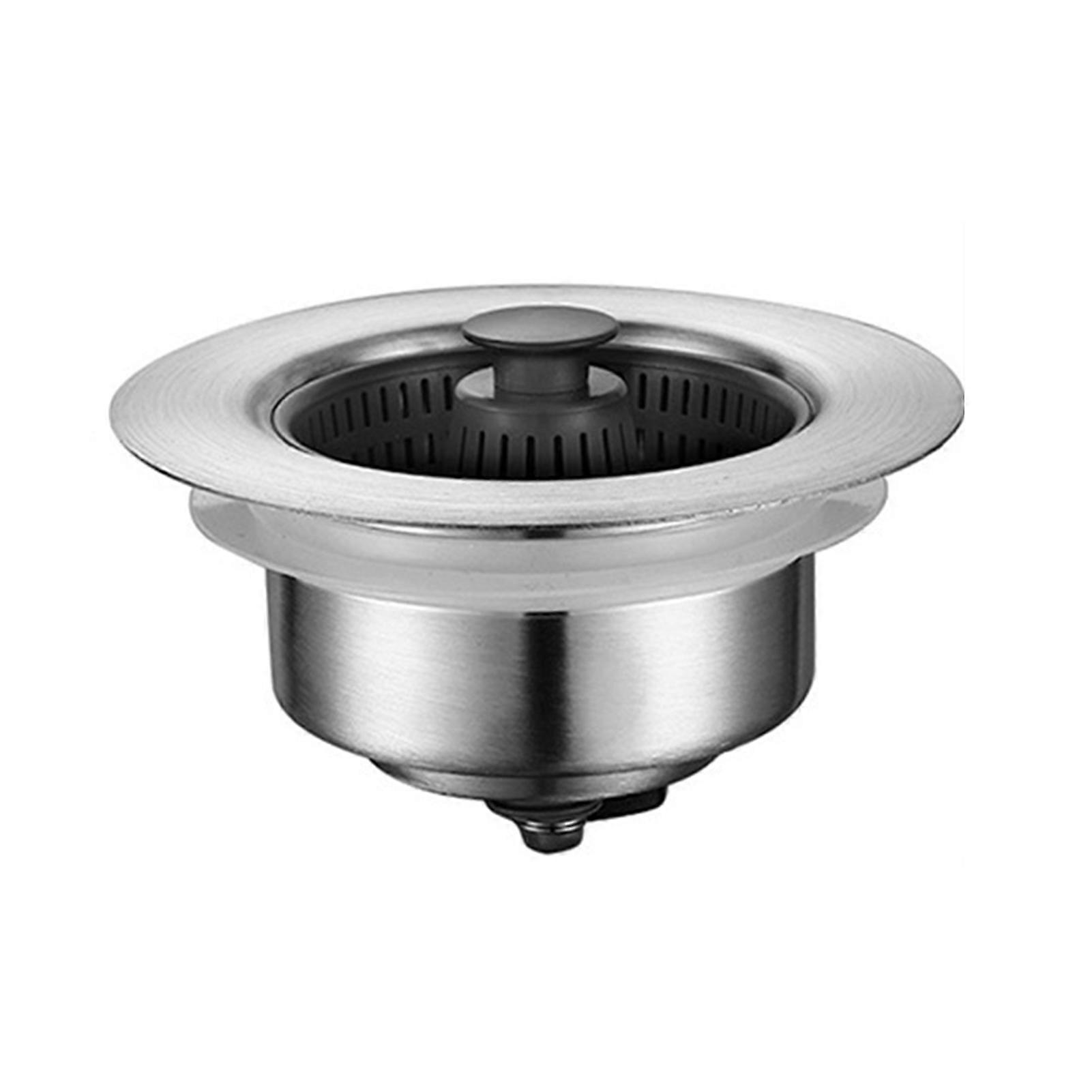 1 Pair Stainless Steel Sink Drain Strainer 3-in-1 Sink Odor Filter Pop-up Core Stopper Anti-Clog Basket Sink Filter And Plug for Kitchen