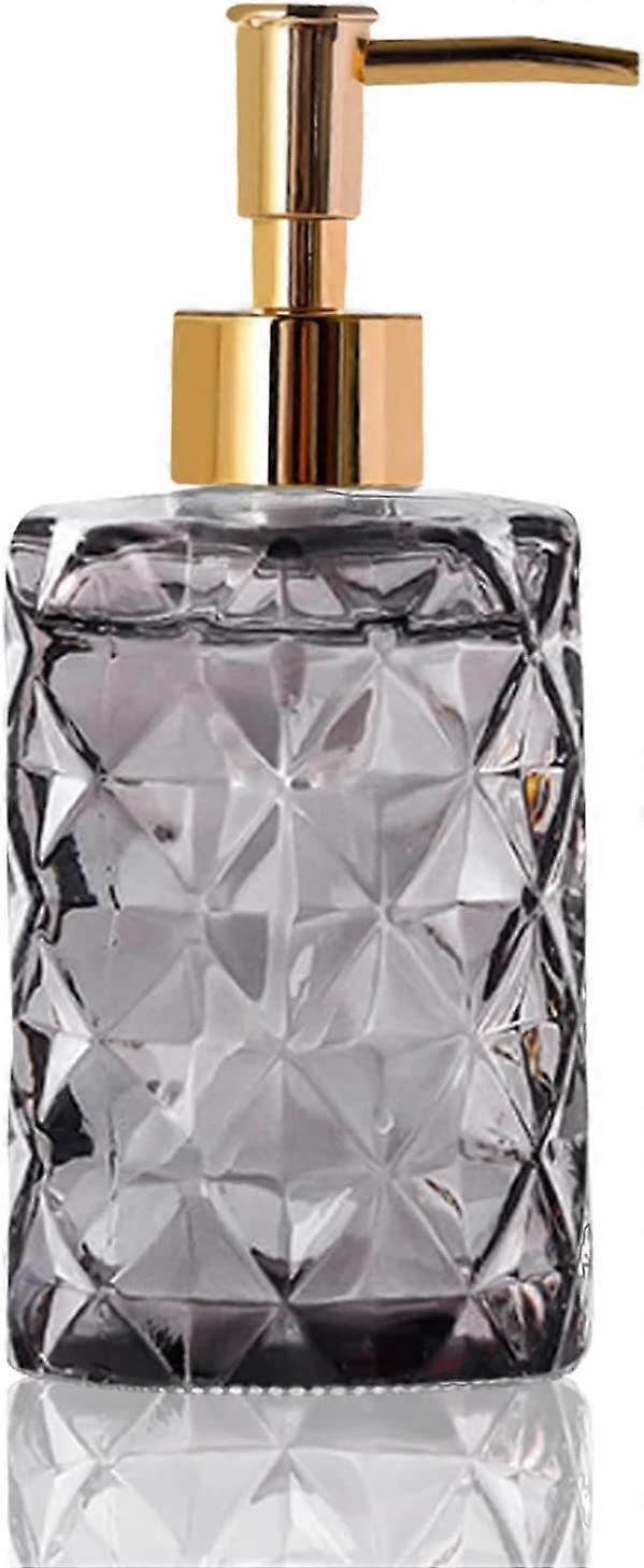 Glass Soap Dispenser,Refillable w/Pump(11 oz Grey)