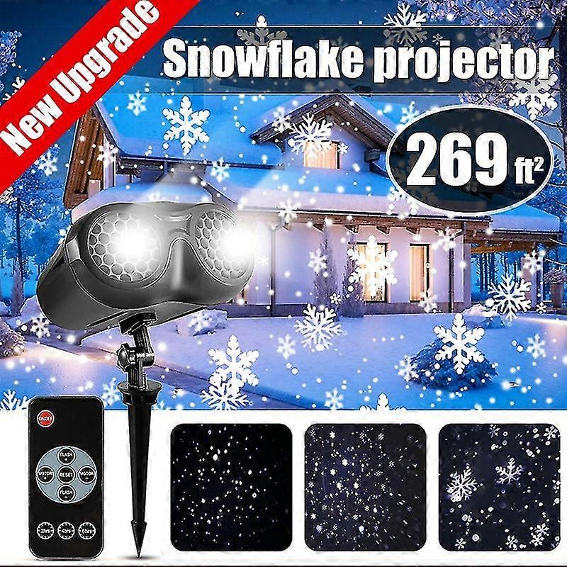 Upgrade Christmas Snowflake Projector Lights, Rotating Led Snowfall Projection Lamp With Remote Control