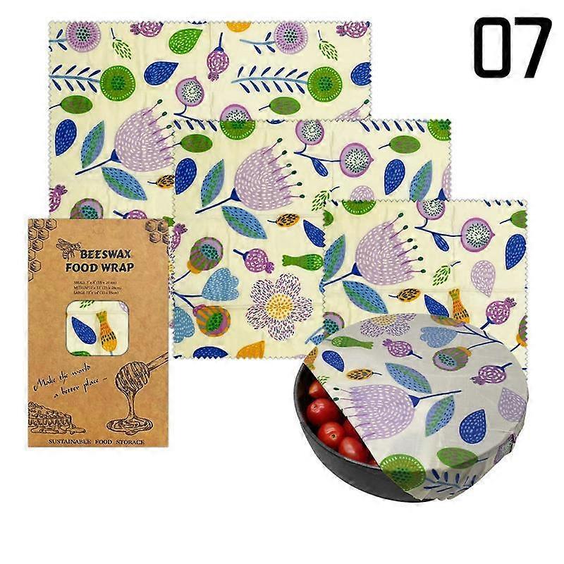 3db újrafelhasználható tárolócsomagolás fenntartható bio gyümölcs zöldség sajt élelmiszer csomagolópapír BPA és műanyag mentes méhviasz élelmiszer-csomagolás