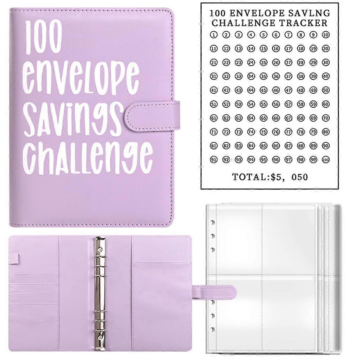 100 Savings Challenges Book with Envelopes,A5 Envelope Challenge Binder,With Cash Envelopes-Savings
