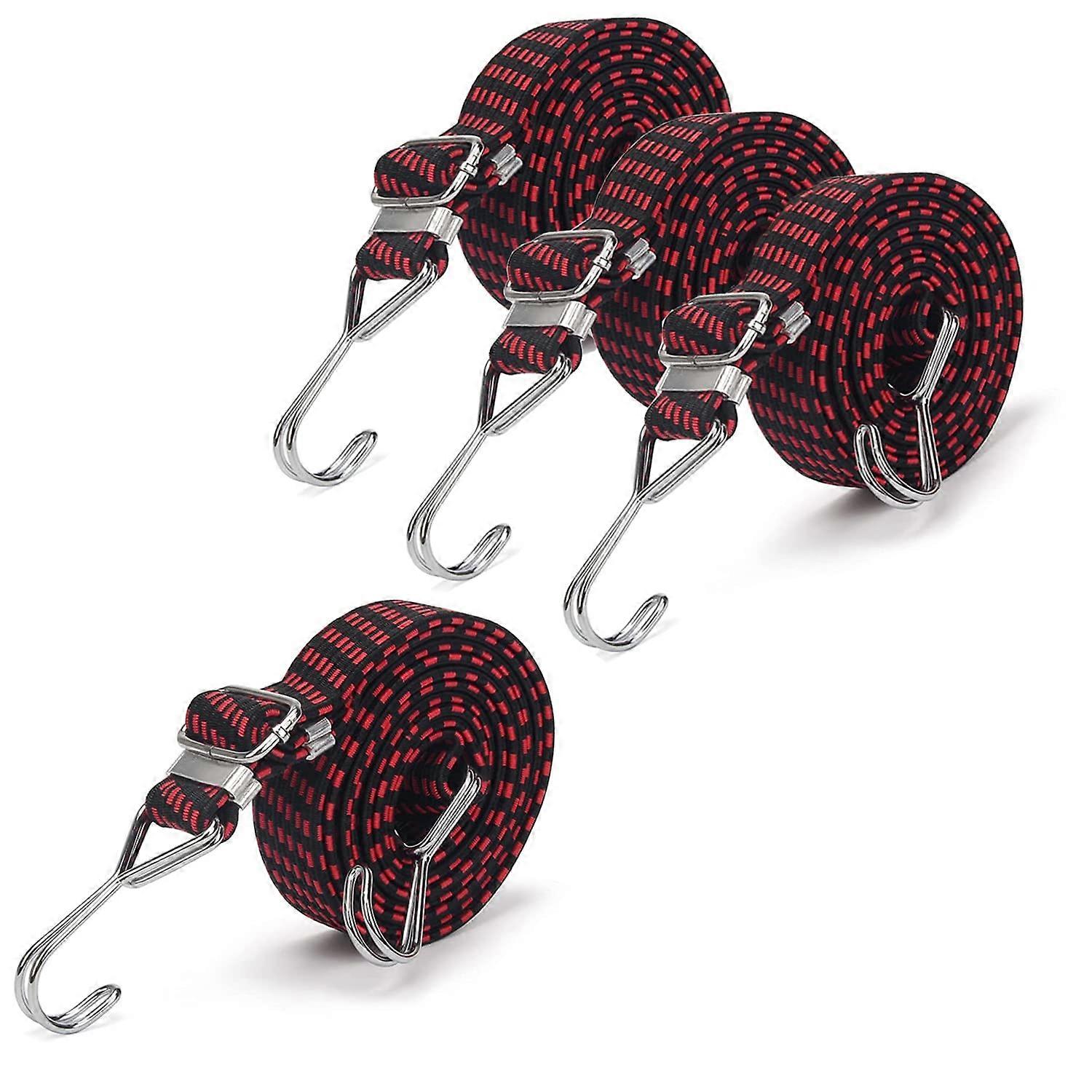 4Pcs Bungee Cords with Hook Adjustable for Bike Luggage