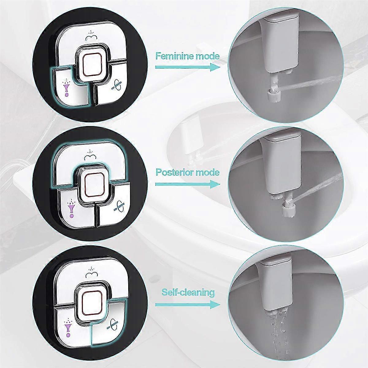 Bidet-Aufsatz Nicht-elektrischer Bidet-WC-Sitzsprüher mit Druckreglern Doppeldüsen für frontale Heckwäsche B