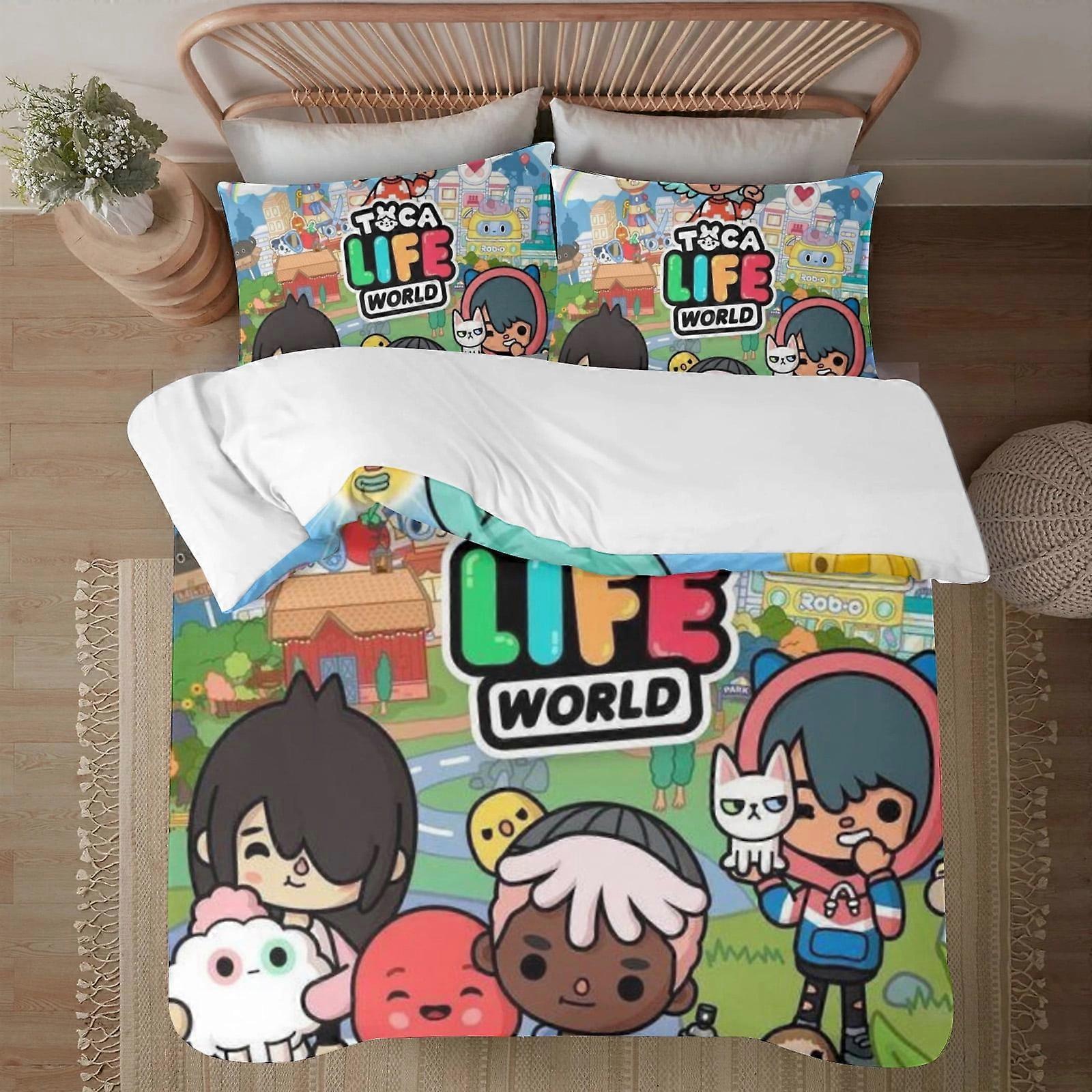 Set di biancheria da letto BM264 Toca Life Soft Set di biancheria da letto copripiumino stampato in 3D con copripiumino Set da 3 pezzi Include 2 federe e 1 fodera Lavabile in lavatrice