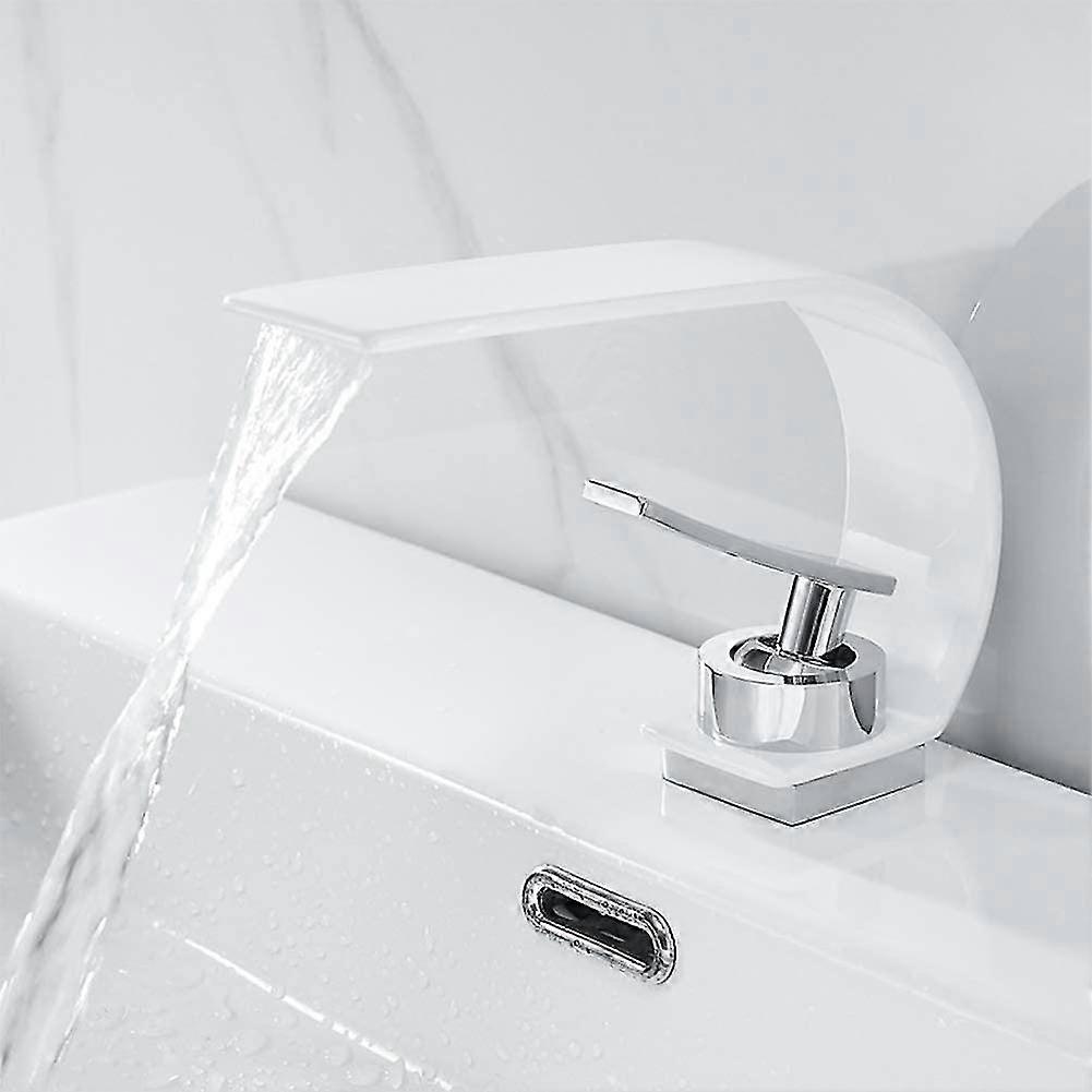 New Waterfall Faucet Bathroom, Modern Copper Basin Faucet Cold And Hot Water Available, Suitable For Bathroom And Sink, Single Handle Basin Faucet