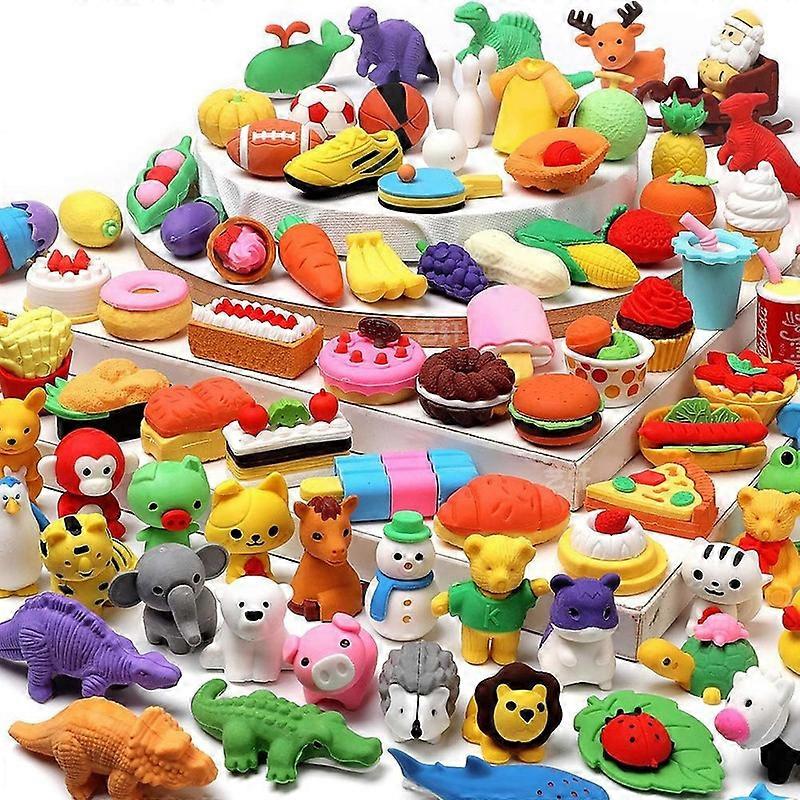 50 pakkaus eläinten pyyhekumit lapsille Irtotavarana pöytä lemmikit luokkahuoneen palkinnot Aarrelaatikkolelut luokkahuonetarvikkeille, 3D-palapeli Mini pyyhekumit lyijykynän pyyhekumit Takaisin t