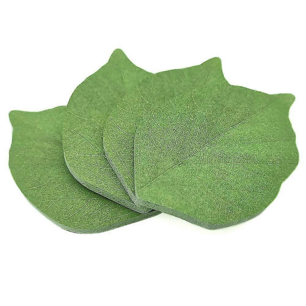 4pcs Beautiful Green Leaf Shaped Sticky Notes Stickers