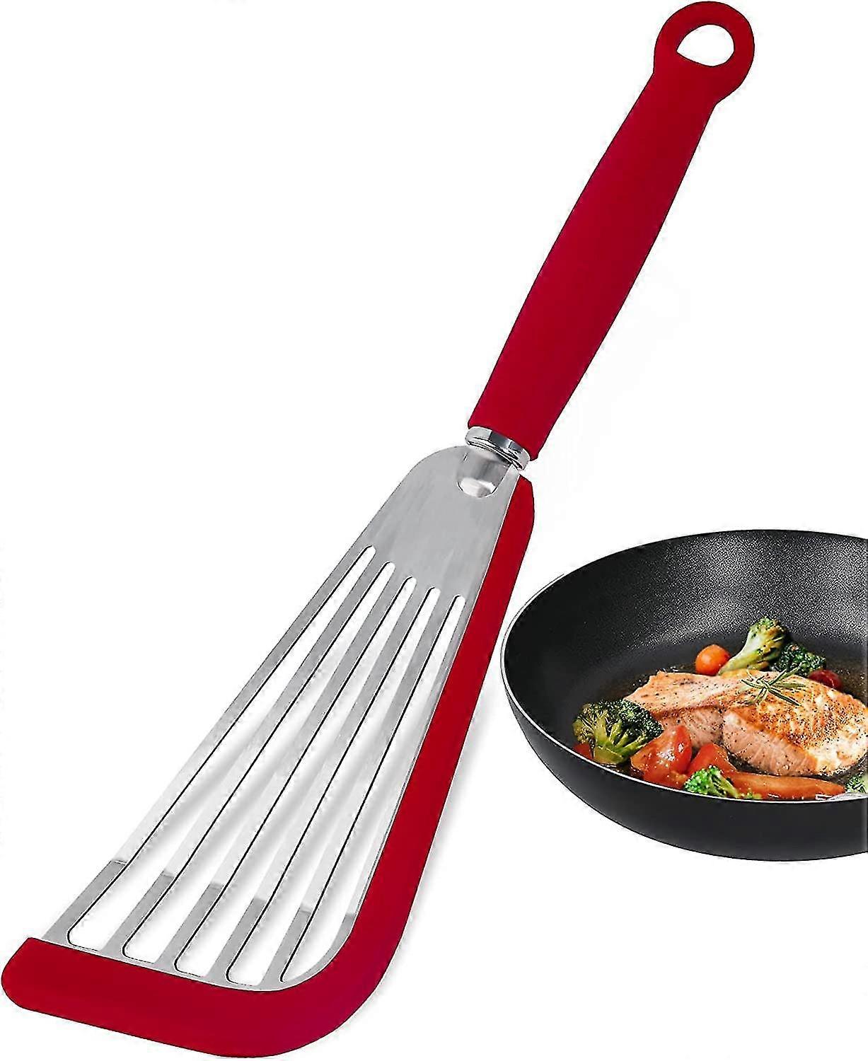 Silicone Fish Spatula For Non-stick Cookware Heat Resistant Slotted Spatula(black)