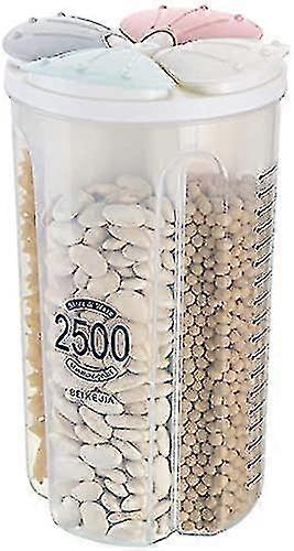 4 Grids Food Containers Box, For Cereals Oats Pasta (4 Grids 2500ml)1pc