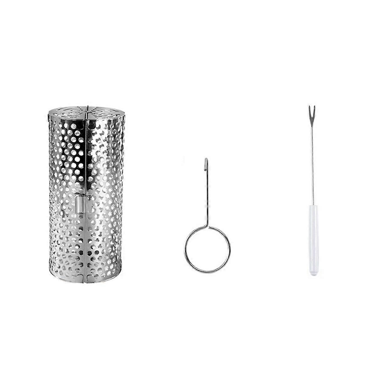 Open Barbecue Rolling Grill Basket BBQ Net Tube Grill Basket Grid Open BBQ Grill for Travel Camping Picnic Small