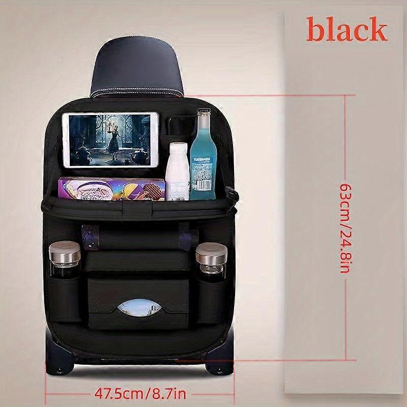 Upgrade Your Car Rides With This All-in-One Back Seat Organizer - Includes Foldable Table Tray, Kick Mats, Tissue Box, Cup Holder, Umbrella Holder, La