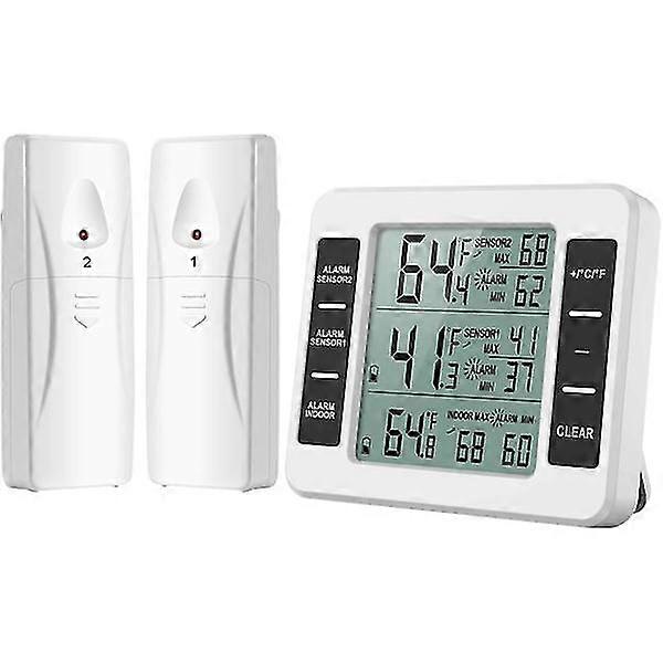 Fridge/freezer thermometer, wireless fridge thermometer with 2 Se