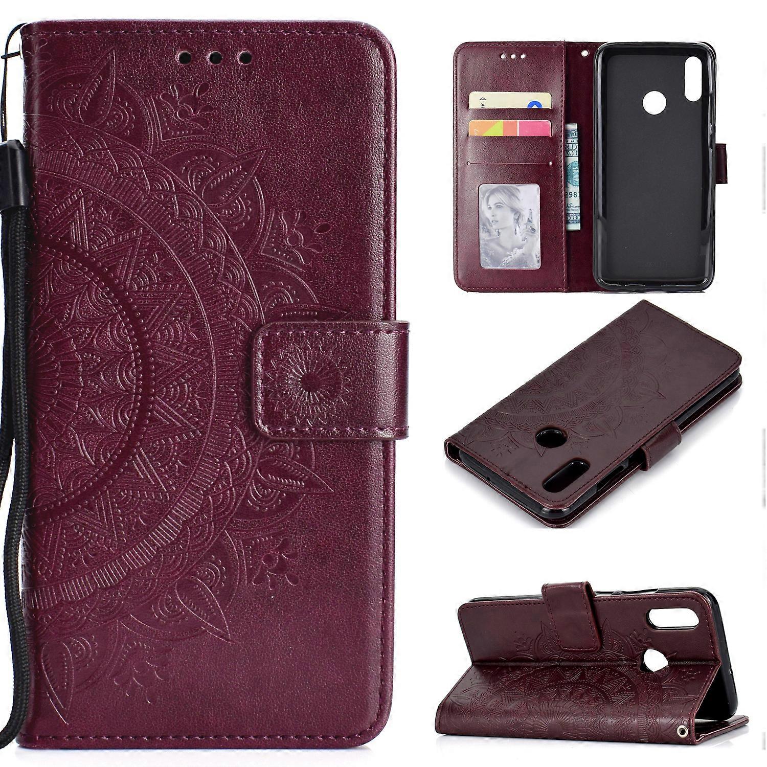 Imprint Flower Leather Wallet Case for Huawei P Smart (2019) / Honor 10 Lite