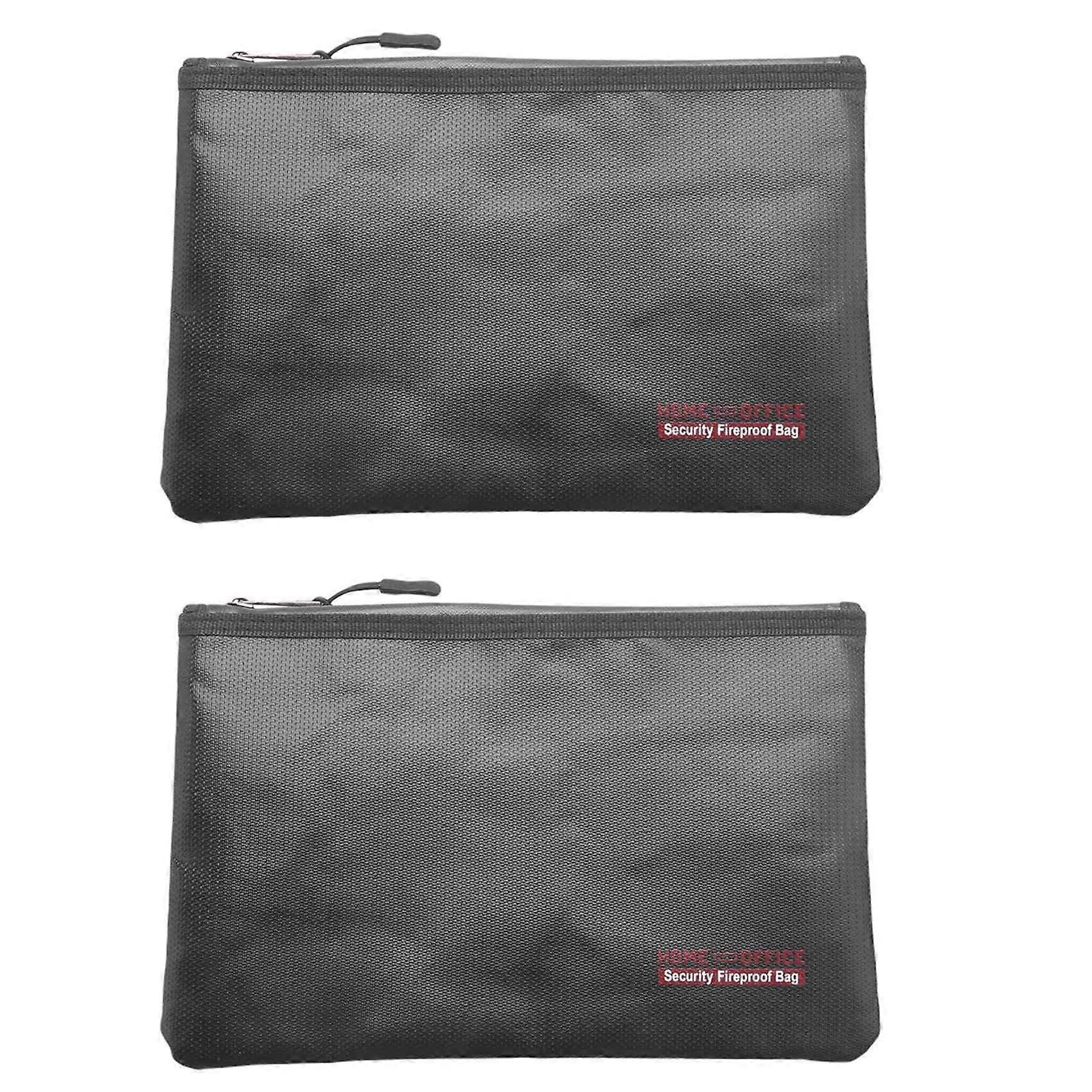2X Portable Fireproof Waterproof Document Envelope File Folder Cash Pouch Fireproof Money Bag Lipo