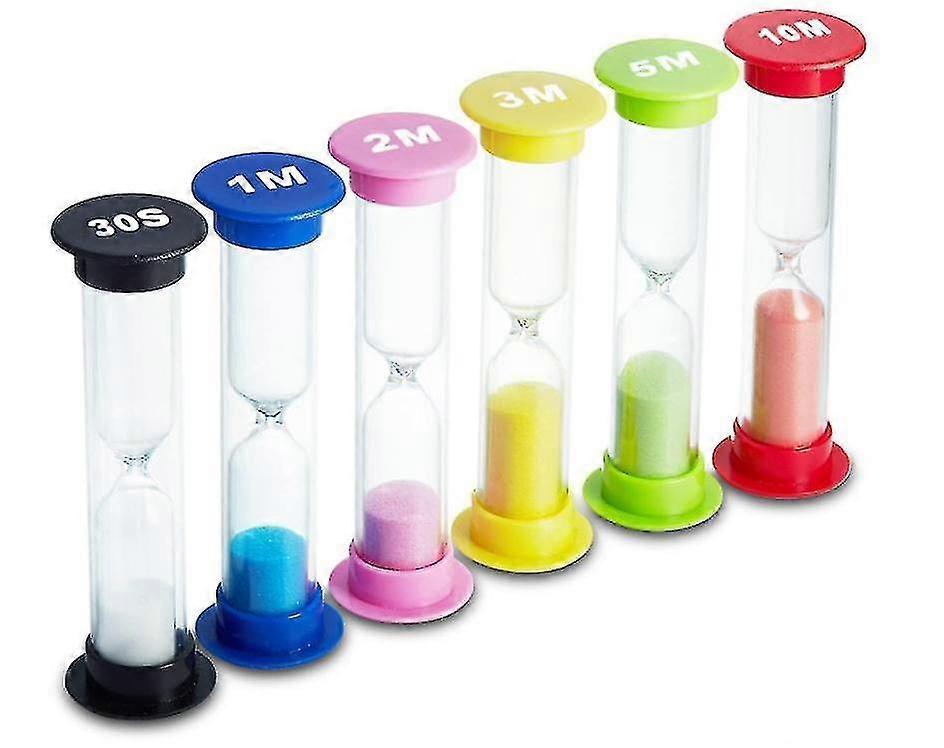 6 Colors Sand Timer Hourglass Timer 30sec / 1min / 2mins / 3mins / 5mins / 10mins (pack Of 6)