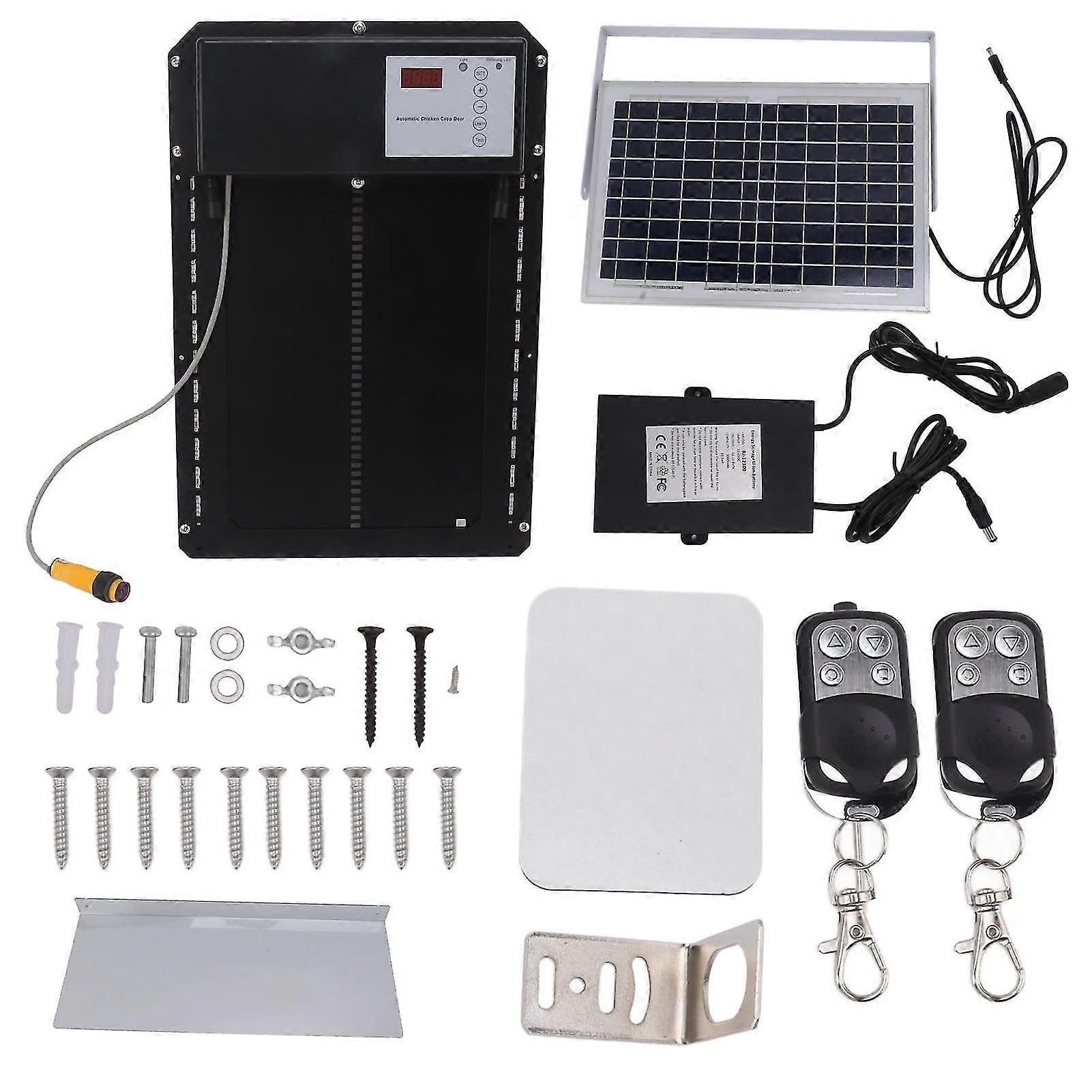 Solarbetriebener Hühnerstall-Türöffner mit Fernbedienung Timer, IP44 wasserdicht, automatisch für Hühner Enten