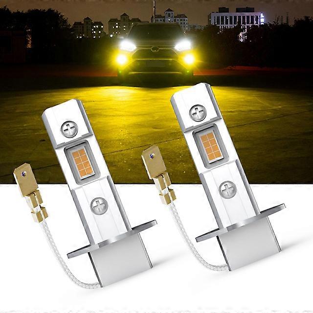 ONLYCAR 2Pcs H3 LED Headlight Bulb Canbus No Fan High Beam 6500K White Yellow Car LED Fog Light Driving Lamp DRL 12V Mini Design