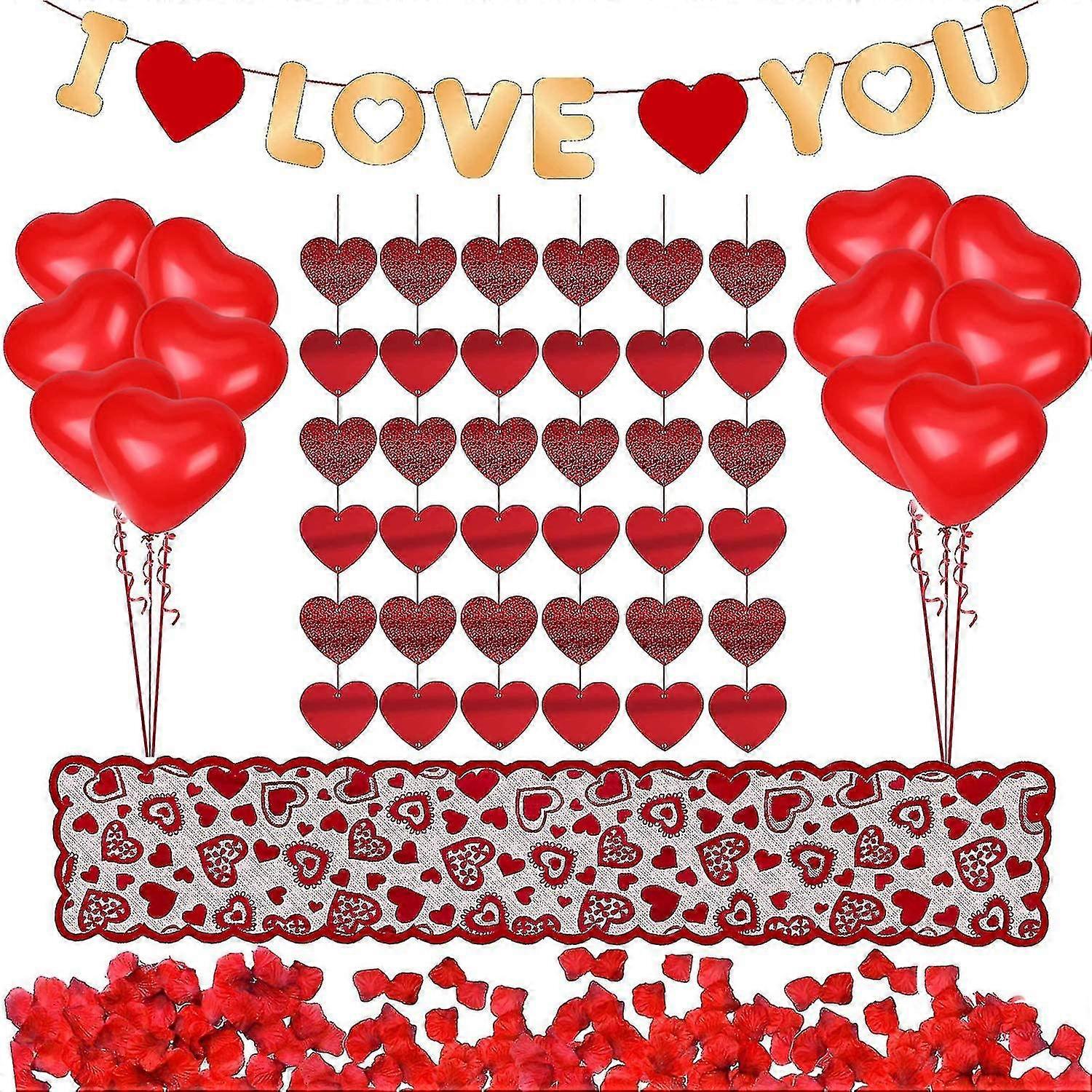 Valentines Day Decorations Kit Rose Petals Balloons Table For Proposal Confession