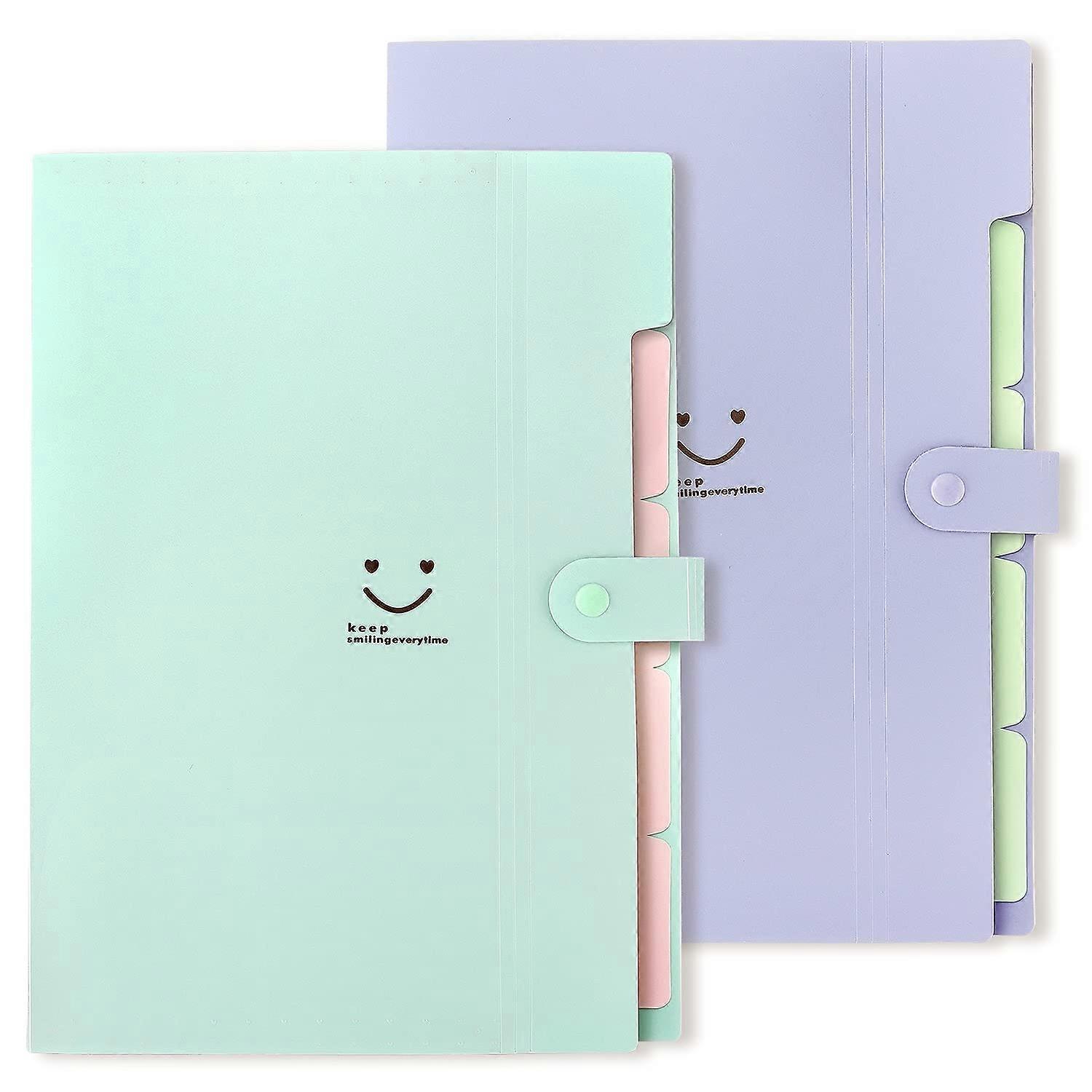 LINJOU Expanding File Folders Pockets Letter Size, 2 Pack (Purple, Green)