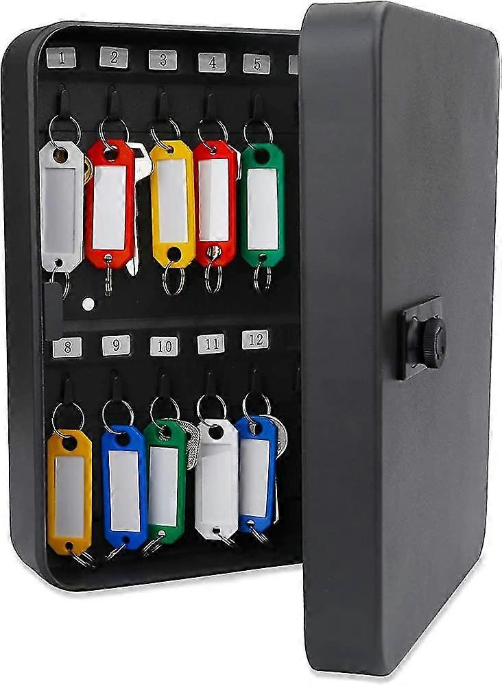 28 Key Steel Security Lock Box With Combination Lock - Black