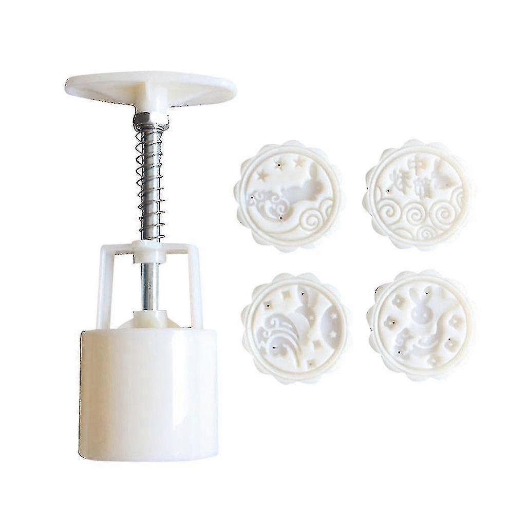 Mooncake Mold Flower Mid-autumn Festival Hand Press Moon Cake Cutter Molds Set