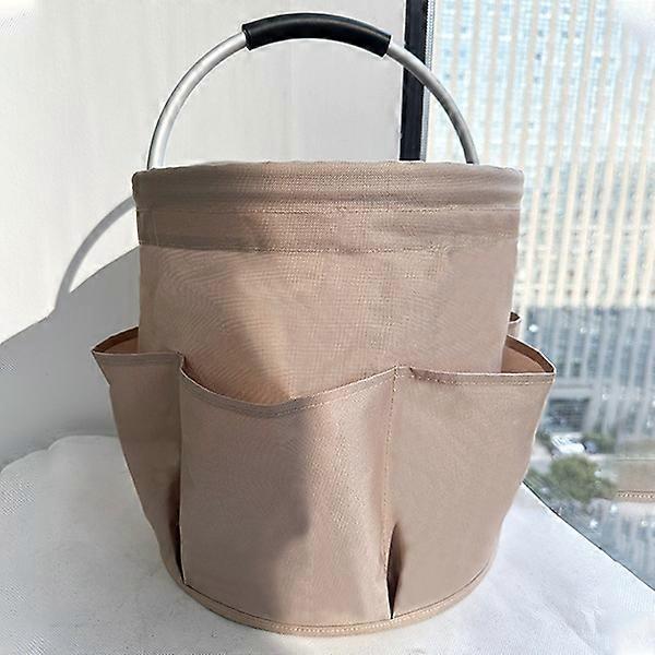 Cleaning Product Storage Basket, 6 Compartments, Foldable With Transport Handle(khaki)