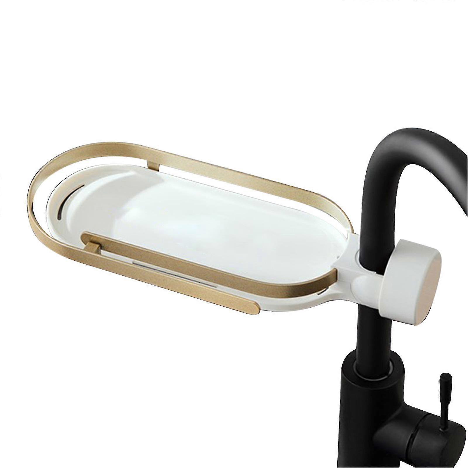 Kitchen Faucet Storage Rack Adjustable Black Gold Soap Drain Rack Bathroom