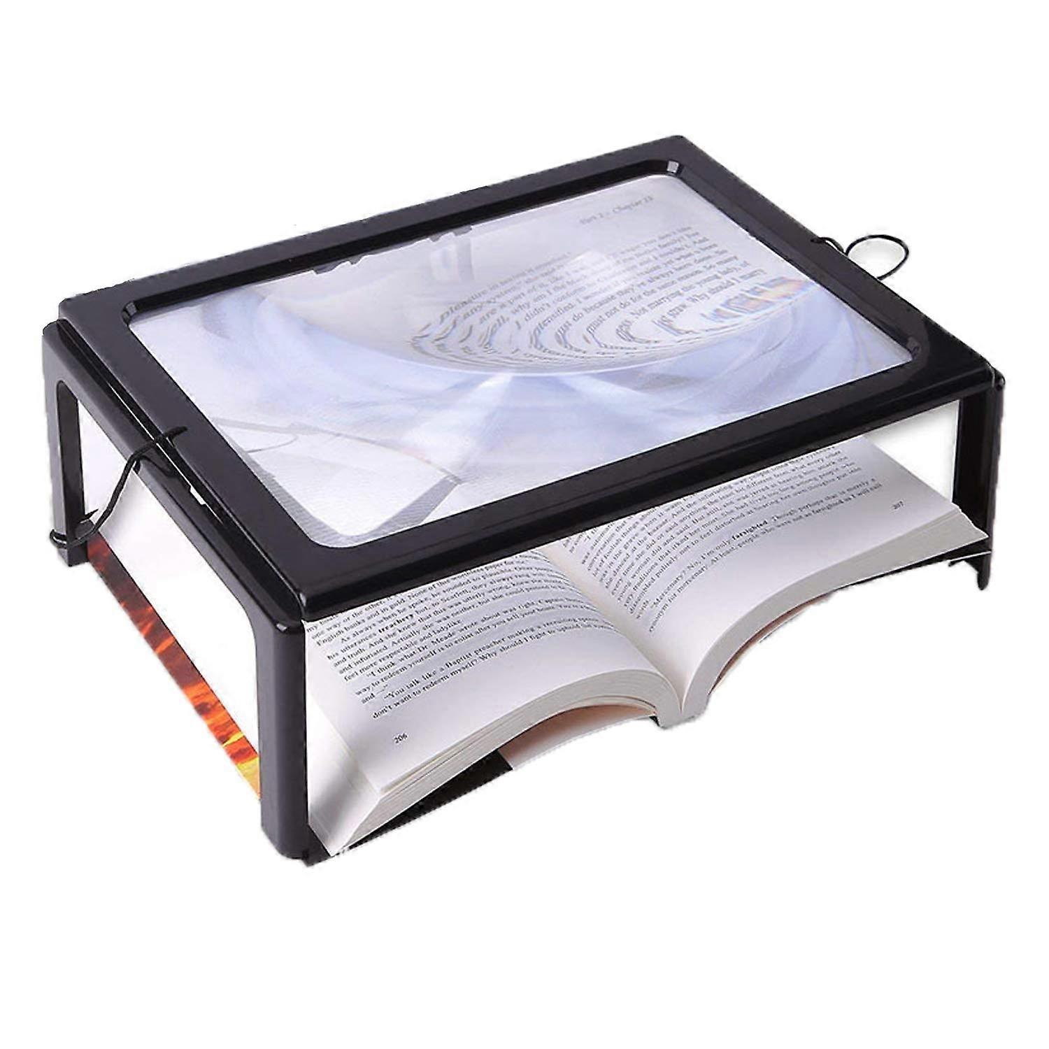 A4 Desktop Magnifier Hands Free Rectangle Full Page Magnifier Reading Magnifier Foldable Big Chest Hanging Magnifier for Reading Check Sewing Knitting