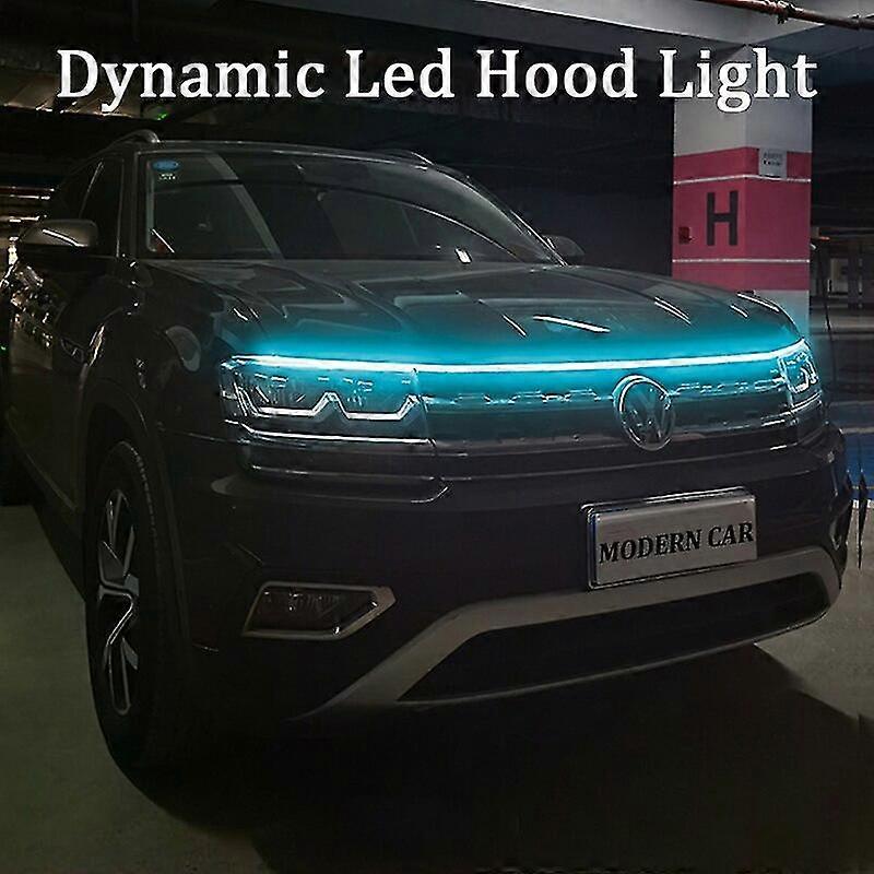 Through Light Sequential Dynamic Scan Led Car Hood Lights Headlight Strip Car Decorative Atmosphere Lamp Drl Auto White Red Motor Vehicle Lighting