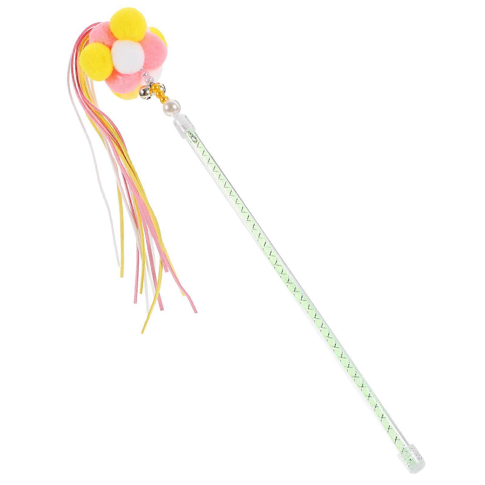 Cat Tease Stick Kitten Teasing Toy Interesting Bell Wand Toy Cat Teaser Wand