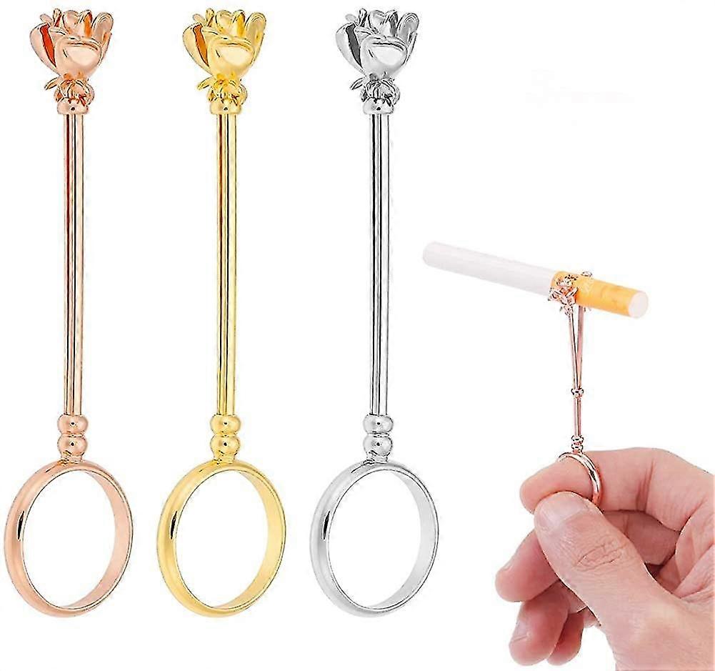 3 pezzi Portasigarette Ring Cigarette Holder for Women, Elegant Ring Hands Free Cigarette Finger Ring Keep Protect Your Finger For Men And Women (1